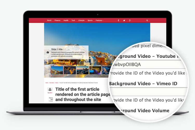 Support for slideshow video and bundled with a reusable Video Gallery Custom Block type