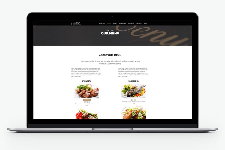 A Views page collecting all Dish nodes and presenting your menu in a nice way, in Menu+