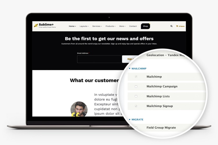 Sublime+ integrates with Mailchimp offering you a great solution for your newsletters